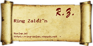 Ring Zalán névjegykártya